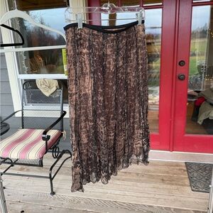 NIC+ZOE black and brown silk midi skirt